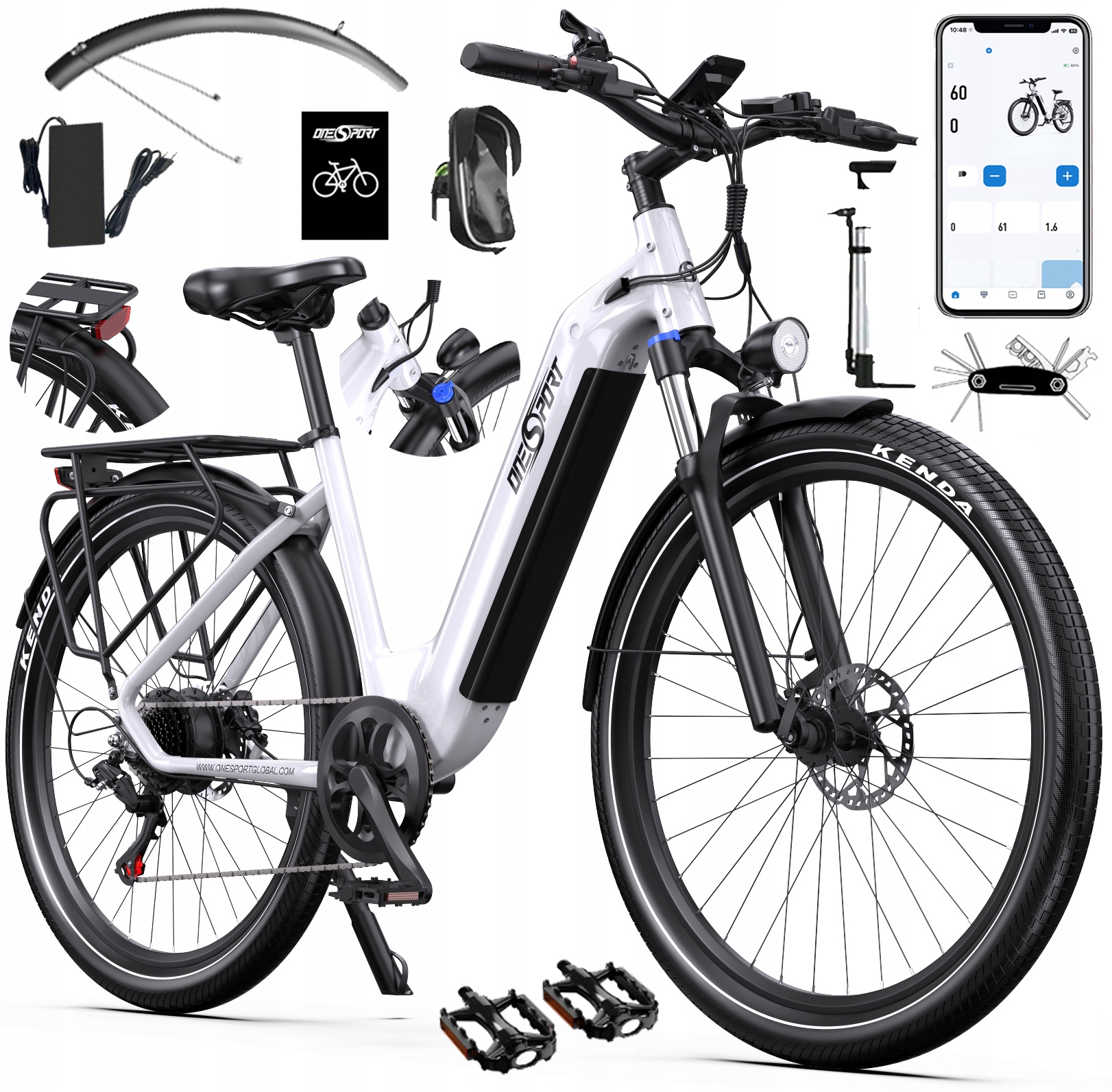 Rower elektryczny ONESPORT OT05 36V 18,2Ah 250W 27,5” 120km EBIKE Miejskie